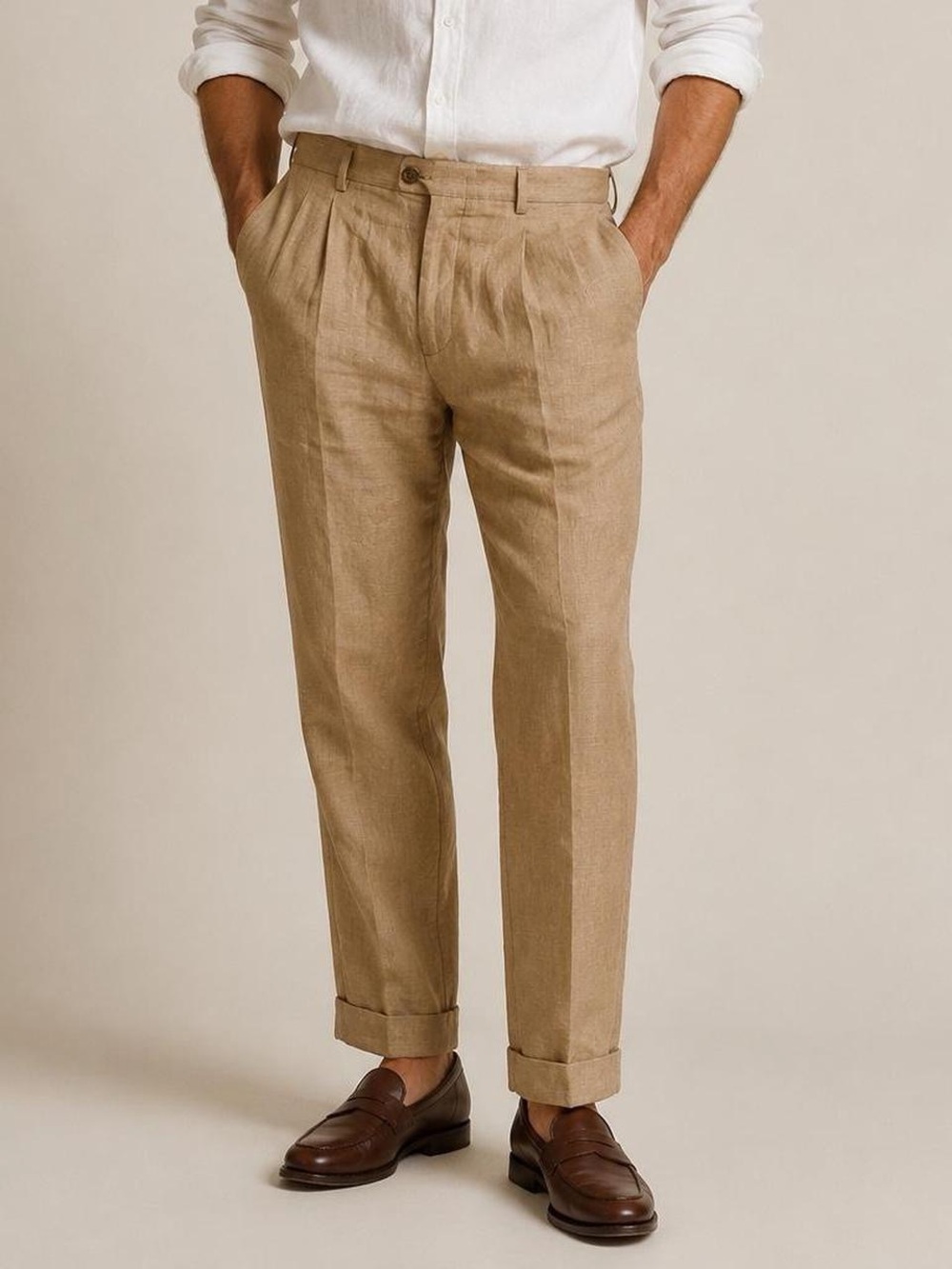 Murano Baird McNutt 100% Linen Pants Trousers 38x32 Beige Khaki Resort Coastal